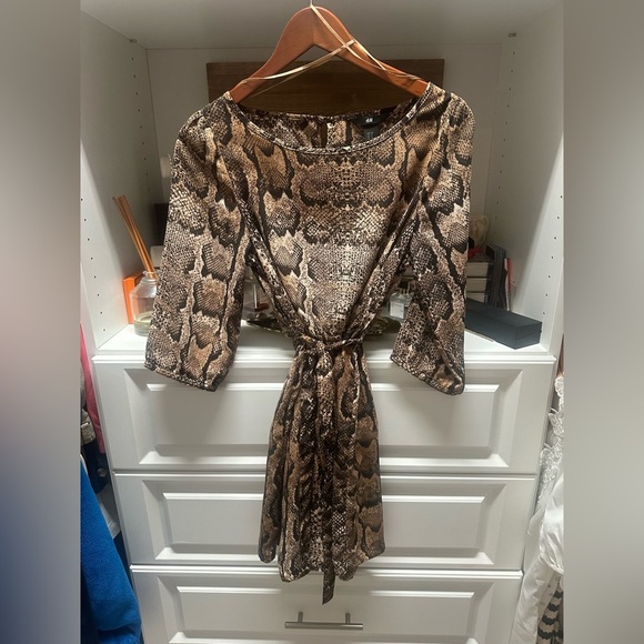 H&M Snake Print Dress with Tie Waist - Picture 1 of 6